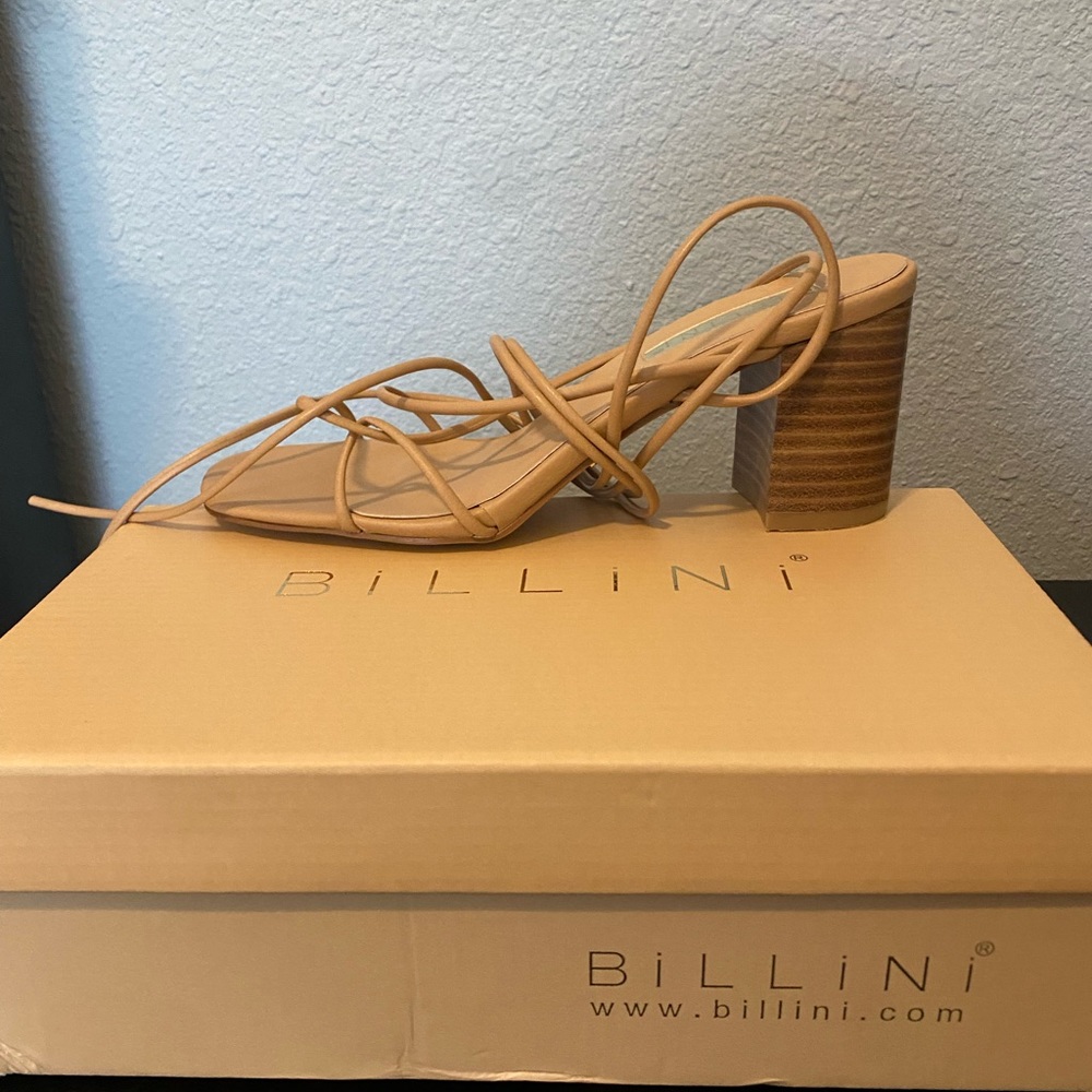 Billini Princess Polly Strappy Block Heel Nude Sandals 7